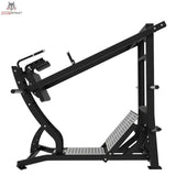 Titanium Strength Hack Squat Pendulum Pro Elite Series in Schwarz, Seitenansicht von links mit Pendelarm und Fußplatte