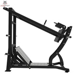 Titanium Strength Hack Squat Pendulum Pro Elite Series in Schwarz, Seitenansicht von rechts mit geriffelter Trittfläche