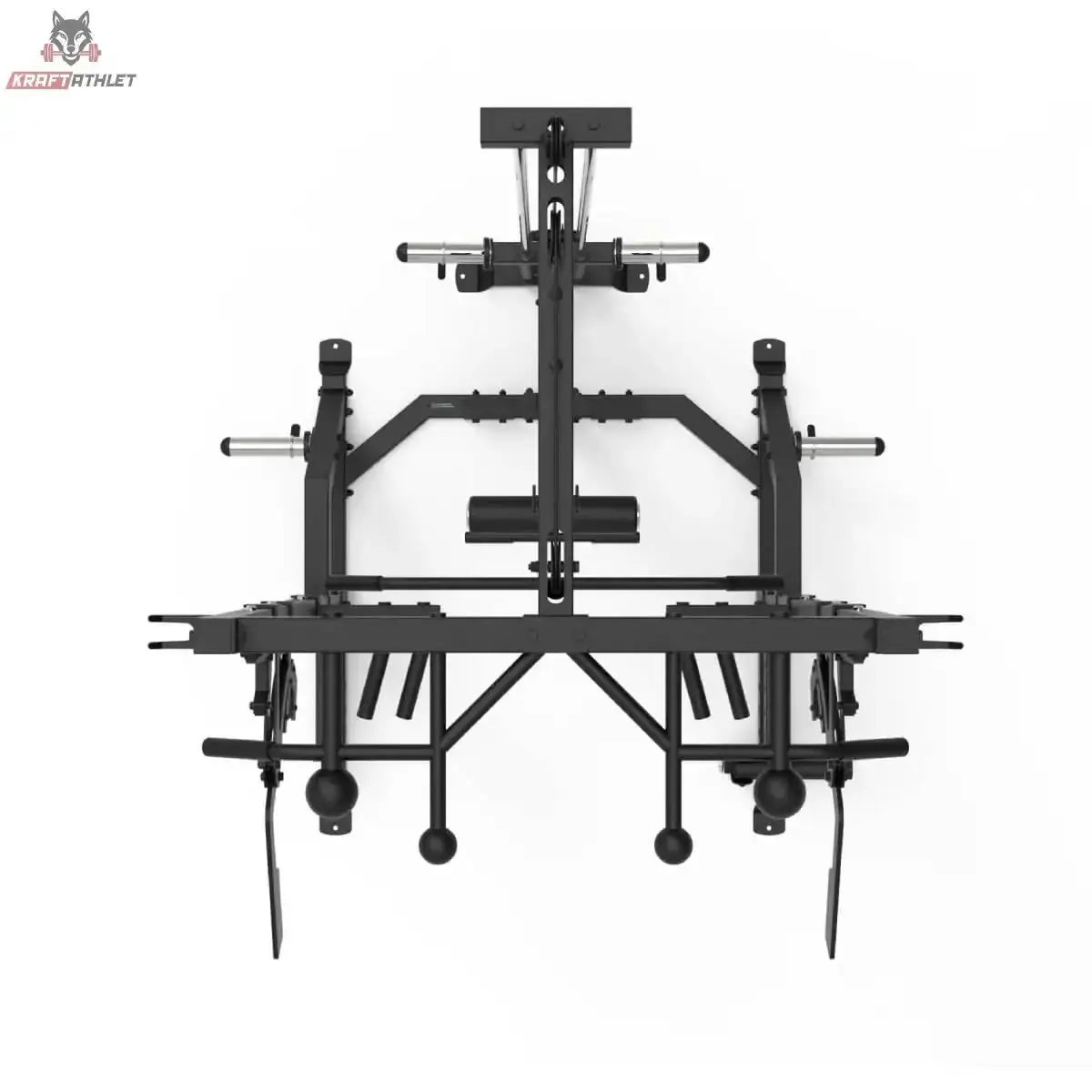 Titanium Strength Half Rack AX60 in Schwarz, Draufsicht auf Rahmen, Ablagen und Anbauteile