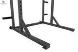 Titanium Strength Half Rack H10 in Schwarz, Detail der Bodenstreben und seitlichen Scheibenhalter