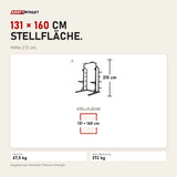 Maßbild Titanium Strength Half Rack H10: Stellfläche 131 × 160 cm, Höhe 215 cm