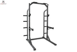 Titanium Strength Half Rack H10 in Schwarz, Seitenansicht mit Lochraster am Pfosten