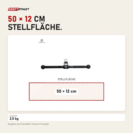 Maßbild Titanium Strength HB02 Drehbare Gerade Stange 50 cm: Stellfläche 50 × 12 cm