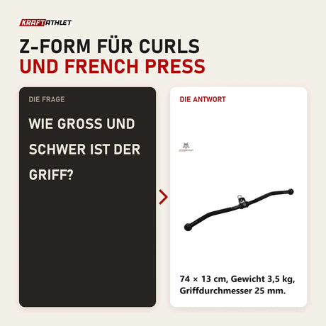 Frage und Antwort zu Titanium Strength HB06 Drehbarer Curl-Z-Griff: Wie groß und schwer ist der Griff?