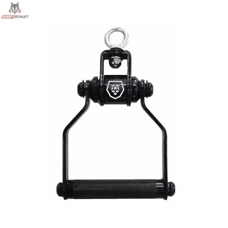 Titanium Strength HB12 Drehbarer D-Griff in Schwarz, Frontansicht mit Drehwirbel und Griffrolle