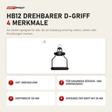 Titanium Strength HB12 Drehbarer D-Griff mit 4 Merkmalen: 360°-Drehgelenk, Für einarmige Rücken- und Armübungen, Griffbreite 125 mm, Gerändelter Griff mit 25 mm