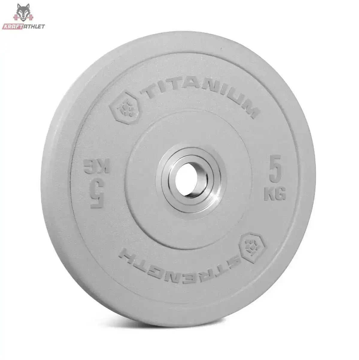 Titanium Strength HBPC Pro Bumper Plate 20 kg blau, Variante 5 kg in Grau, Schrägansicht
