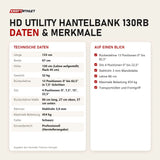 Technische Daten und Merkmale von Titanium Strength HD Utility Hantelbank 130RB als Tabelle