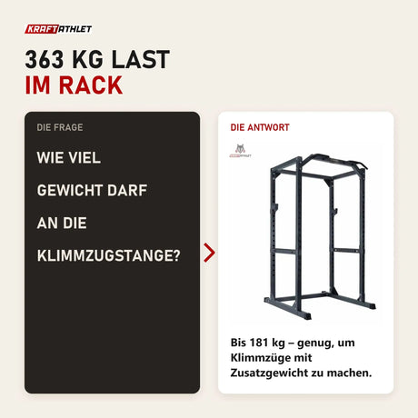 Frage und Antwort zu Titanium Strength Heavy Duty Power Cage 340P: Wie viel Gewicht darf an die Klimmzugstange?
