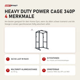 Titanium Strength Heavy Duty Power Cage 340P mit 4 Merkmalen: 363 kg Last im Rack, 18 Positionen, Multigriff-Klimmzugstange, Erweiterbar