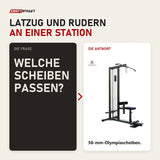 Frage und Antwort zu Titanium Strength High Lat / Row Machine PR50: Welche Scheiben passen?