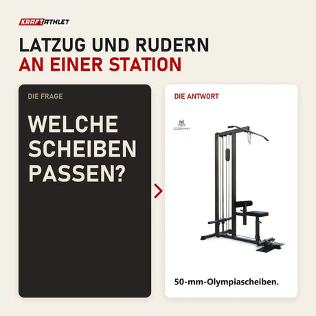 Frage und Antwort zu Titanium Strength High Lat / Row Machine PR50: Welche Scheiben passen?