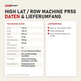 Technische Daten und Lieferumfang von Titanium Strength High Lat / Row Machine PR50 als Tabelle