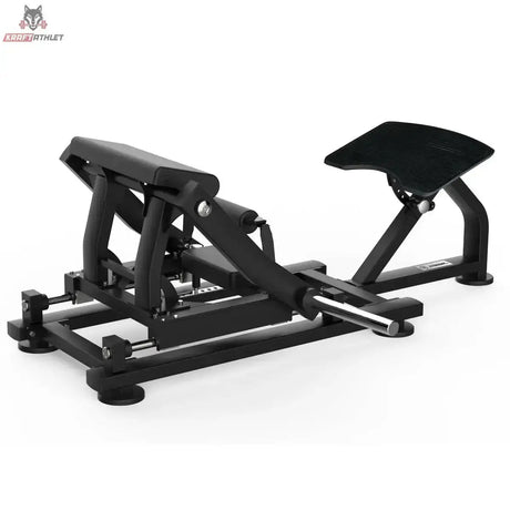 Titanium Strength Hip Thrust Black Series – Schrägansicht mit Polstern und Scheibenaufnahmen