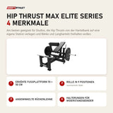 Titanium Strength Hip Thrust Max Elite Series mit 4 Merkmalen: Erhöhte Fußplattform 70 × 50 cm, Rolle in 9 Positionen, Angewinkelte Rückenlehne, Halterungen für Widerstandsbänder