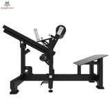 Titanium Strength Hip Thrust Max Elite Series in Seitenansicht von links mit Rückenauflage, Hüftpolster und Fußplatte