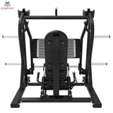 Titanium Strength Horizontale Beinpresse Max in Rückansicht mit Fußplatte und Scheibenaufnahmen