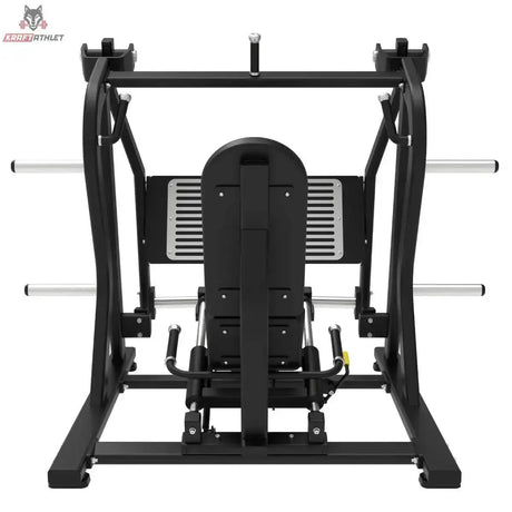Titanium Strength Horizontale Beinpresse Max in Rückansicht mit Fußplatte und Scheibenaufnahmen