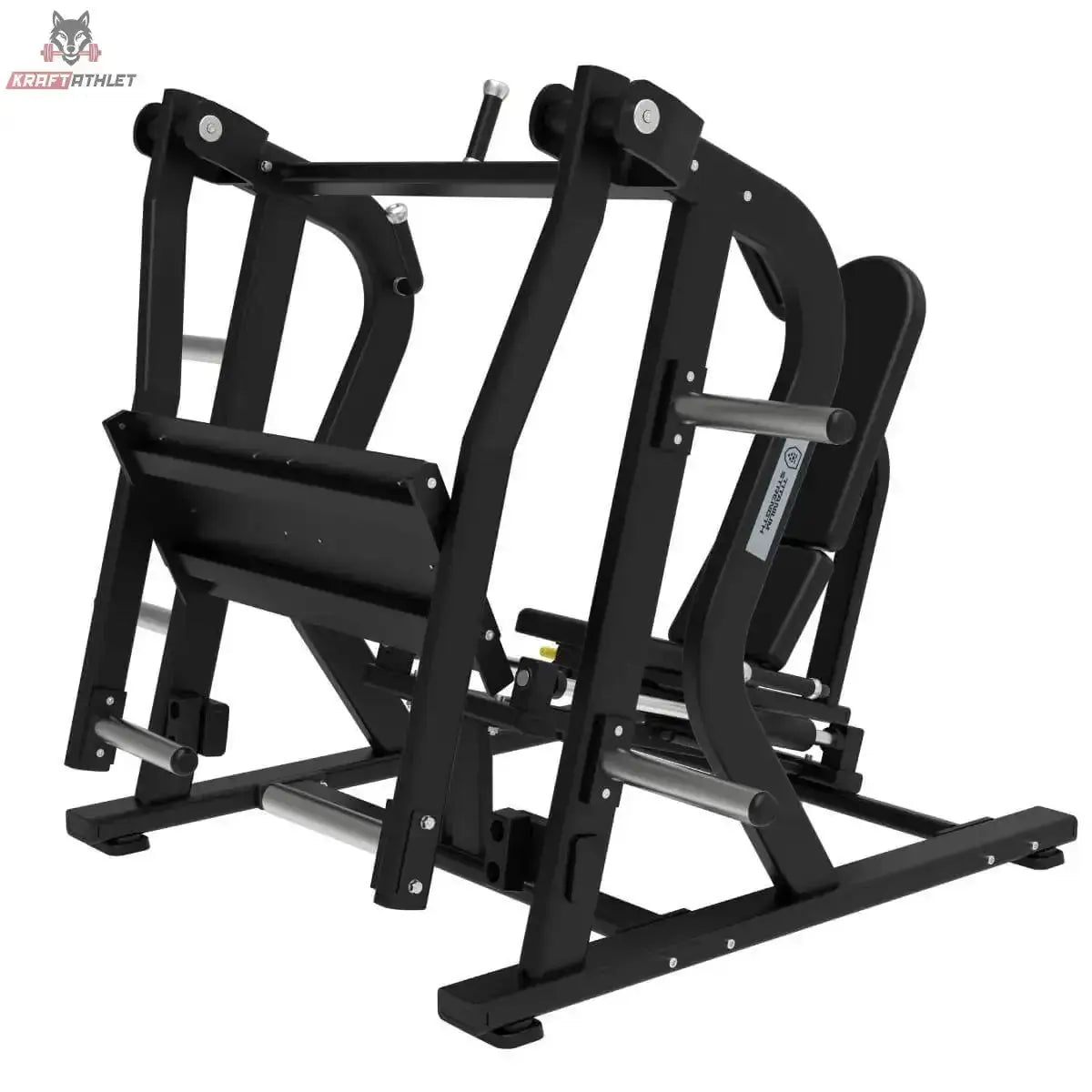 Titanium Strength Horizontale Beinpresse Max in Schrägansicht von hinten mit Lehne und Rahmen