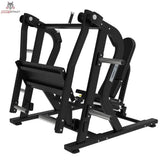 Titanium Strength Horizontale Beinpresse Max in Schrägansicht von hinten mit Lehne und Rahmen