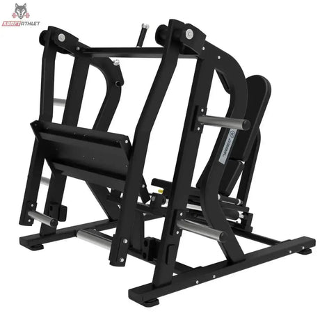 Titanium Strength Horizontale Beinpresse Max in Schrägansicht von hinten mit Lehne und Rahmen