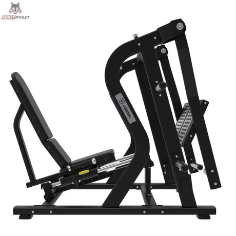 Titanium Strength Horizontale Beinpresse Max in Seitenansicht von links mit Fußplatte und Rückenlehne