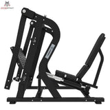 Titanium Strength Horizontale Beinpresse Max in Seitenansicht von rechts mit Sitz und Hebelrahmen
