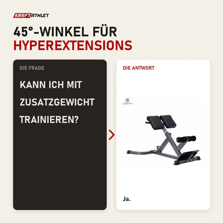 Frage und Antwort zu Titanium Strength Hyper Extension 45-Grad-Bank BH45: Kann ich mit Zusatzgewicht trainieren?