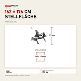 Maßbild Titanium Strength Genesis Series IsoLateral Beinstrecker: Stellfläche 162 × 176 cm, Höhe 129 cm