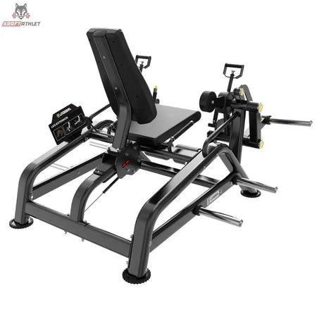 Titanium Strength Genesis Series IsoLateral Beinstrecker in Schrägansicht von hinten mit Rahmen