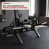 Titanium Strength Genesis Series IsoLateral Beinstrecker in einem fertig eingerichteten Studio mit dunklen Wänden und Gummiboden