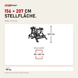 Maßbild Titanium Strength Genesis Series IsoLateral Bizepscurl mit Hebel: Stellfläche 156 × 207 cm, Höhe 121,5 cm