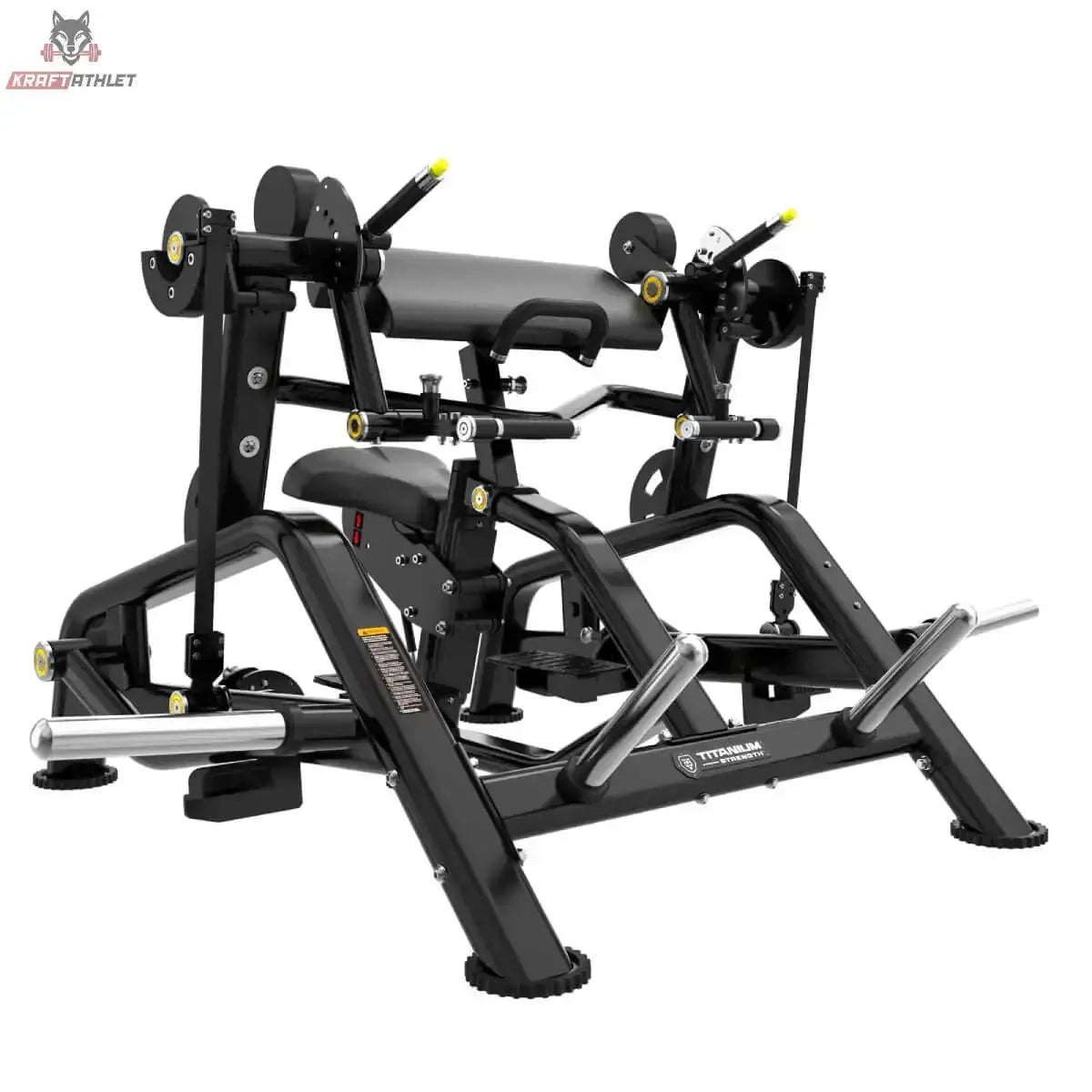 Titanium Strength Genesis Series IsoLateral Bizepscurl mit Hebel in Schrägansicht mit Armpolster und Sitz