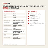 Technische Daten und Merkmale von Titanium Strength Genesis Series IsoLateral Bizepscurl mit Hebel als Tabelle