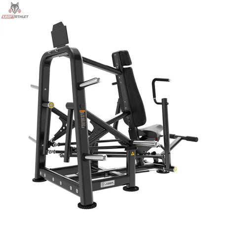 Titanium Strength Genesis Series IsoLateral Konvergente Brustpresse in Rückansicht mit Rahmen und Hebeln