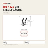 Maßbild Titanium Strength Elite Series IsoLateral Schulterpresse: Stellfläche 150 × 125 cm, Höhe 190 cm
