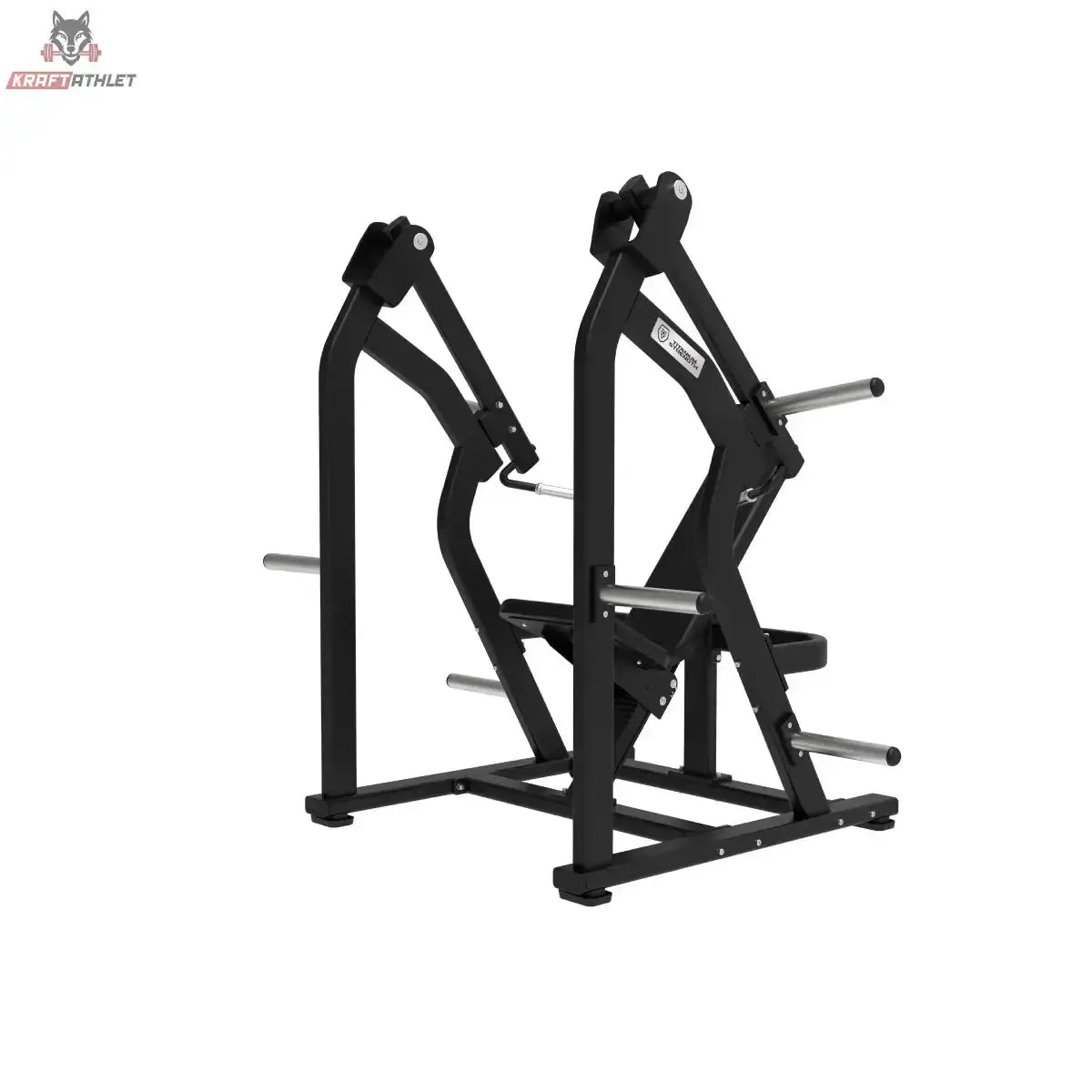 Titanium Strength Elite Series IsoLateral Schulterpresse – Schrägansicht von vorn mit Scheibenaufnahmen