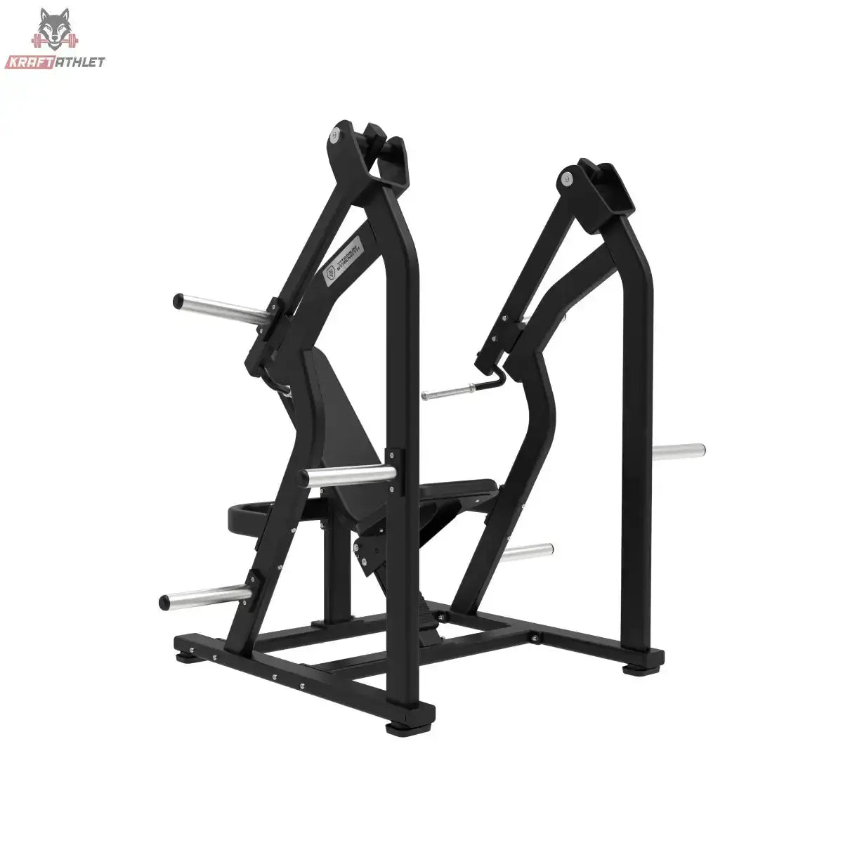Titanium Strength Elite Series IsoLateral Schulterpresse – Seitenansicht in Schwarz mit Hebelarmen und Sitz