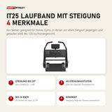 Titanium Strength IT25 Laufband mit Steigung mit 4 Merkmalen: Steigung bis 25°, 45 Steigungsstufen, Bis 16 km/h, Kinomap
