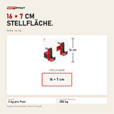 Maßbild Titanium Strength JH5070 J-Hooks (Paar): Stellfläche 16 × 7 cm, Höhe 16 cm