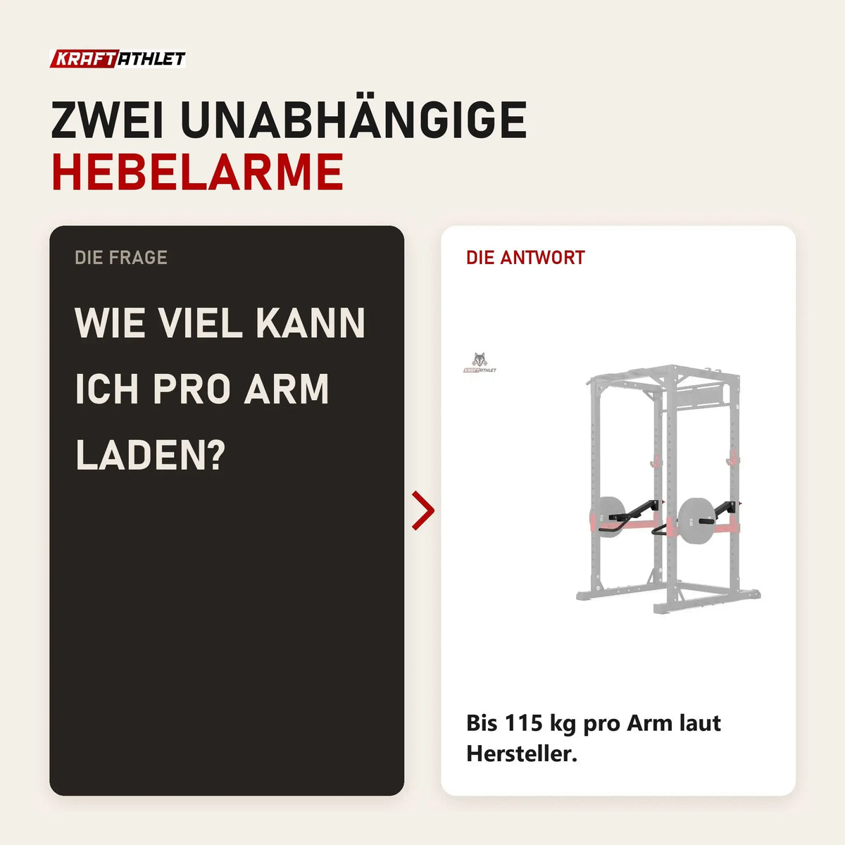 Frage und Antwort zu Titanium Strength JX115 Jammer Arms X Line: Wie viel kann ich pro Arm laden?