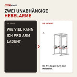 Frage und Antwort zu Titanium Strength JX115 Jammer Arms X Line: Wie viel kann ich pro Arm laden?