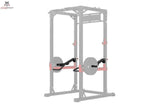 Titanium Strength JX115 Jammer Arms X Line, Grafik der schwarzen Hebelarme am grau gezeichneten Rack