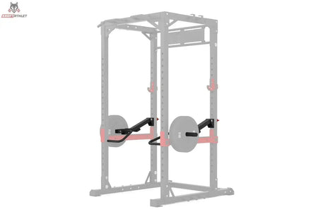 Titanium Strength JX115 Jammer Arms X Line, Grafik der schwarzen Hebelarme am grau gezeichneten Rack
