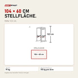Maßbild Titanium Strength JX115 Jammer Arms X Line: Stellfläche 104 × 60 cm, Höhe 12,5 cm