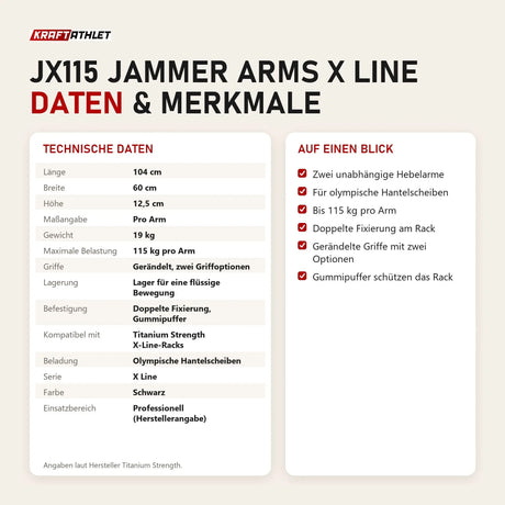 Technische Daten und Merkmale von Titanium Strength JX115 Jammer Arms X Line als Tabelle