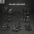 Titanium Strength Killing Legs Pack, Übersicht aller Beingeräte des Pakets vor dunklem Hintergrund