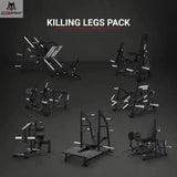 Titanium Strength Killing Legs Pack, Übersicht aller Beingeräte des Pakets vor dunklem Hintergrund