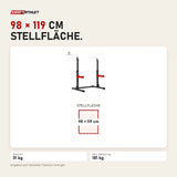 Maßbild Titanium Strength Kniebeugenständer RS20: Stellfläche 98 × 119 cm