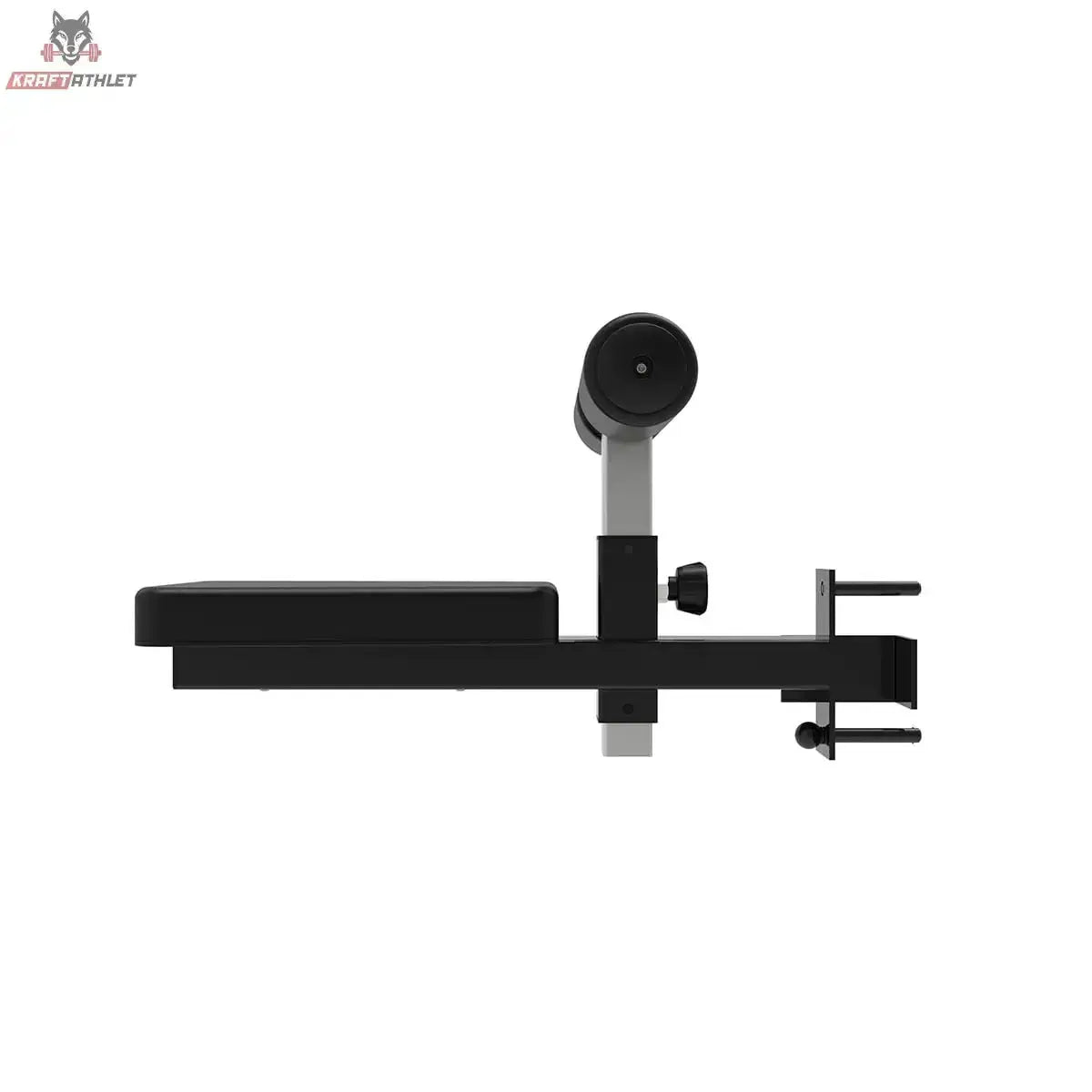 Titanium Strength Lat-Pulldown-Sitz für B100 und B200, Seitenansicht mit Sitzplatte, Klemme und Beinrolle